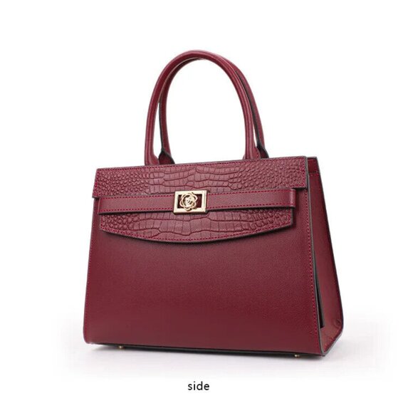 Cowhide Leather Square Bag – Women's Elegant Shoulder & Crossbody Purse - Picture 2 of 10